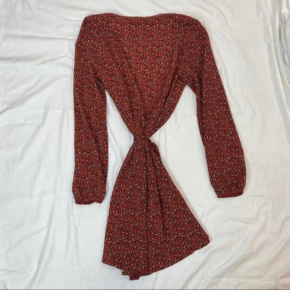SOLD Red Leopard Wrap Dress - Picture 4 of 5